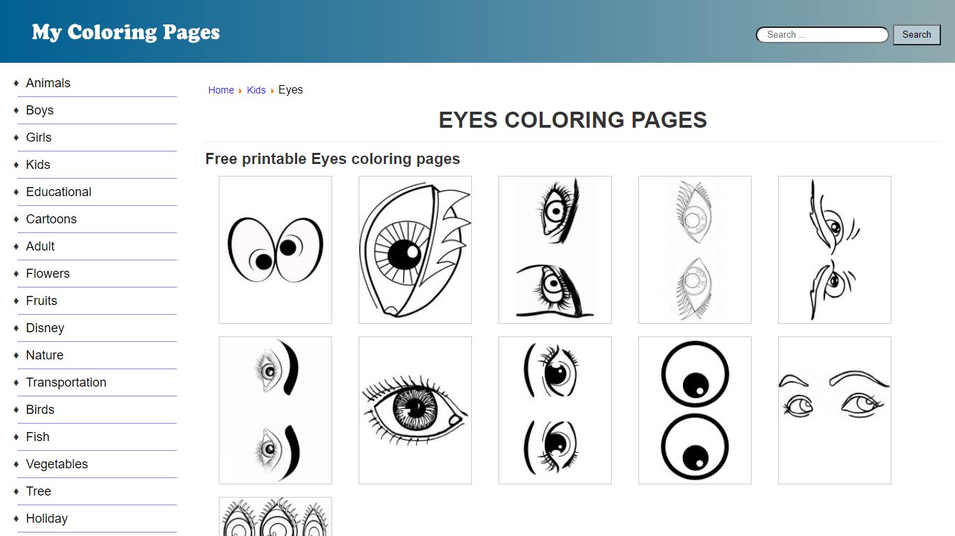 Eyes coloring pages. Free Printable Eyes coloring pages.